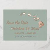 Hawaii Huwelijk Save The Date Roze Goud Folie Uitnodiging (Voorkant)