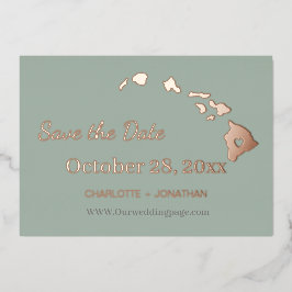 Hawaii Huwelijk Save The Date Roze Goud Folie Uitnodiging