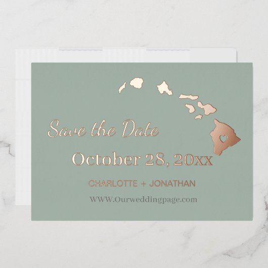 Hawaii Huwelijk Save The Date Roze Goud Folie Uitnodiging (Envelop)