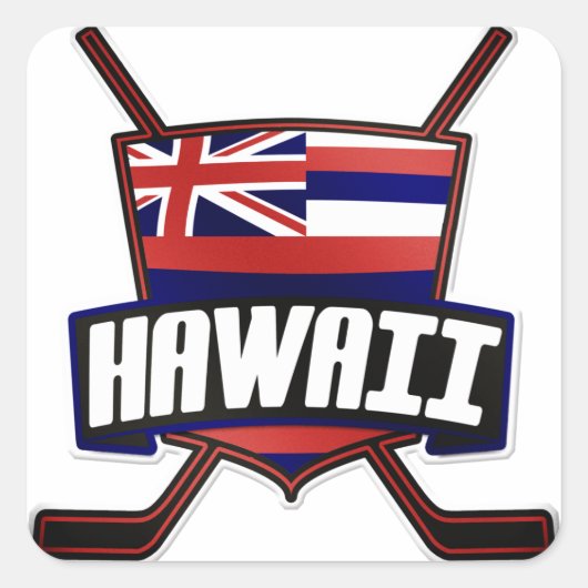 Hawaii Ice Hockey Flag Logo Vierkante Sticker (Voorkant)