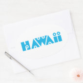 Hawaii in Blauwe Bloemen Ovale Sticker (Envelop)