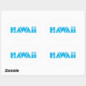 Hawaii in Blauwe Bloemen Ovale Sticker (Vel)