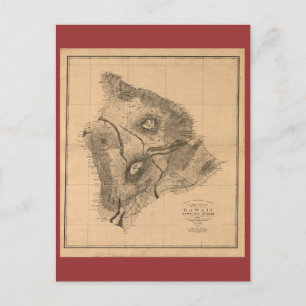 Hawaii Island, 1886,  Hawaiian Map Briefkaart