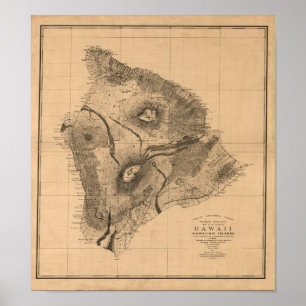 Hawaii Island, 1886,  Hawaiian Map Poster