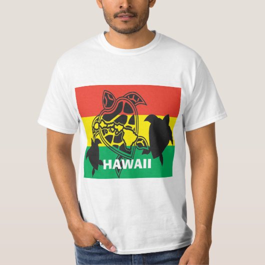 Hawaii Island Reggae Schildpad Vlag T-shirt (Voorkant)