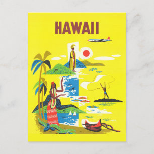  Hawaii Island Retro Travel Briefkaart