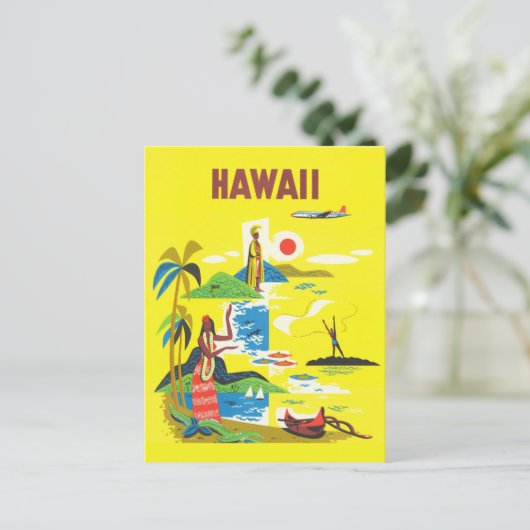  Hawaii Island Retro Travel Briefkaart (Staand voorkant)