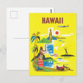  Hawaii Island Retro Travel Briefkaart (Voorkant / Achterkant)