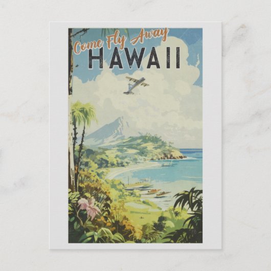 Hawaii Island Retro Travel Briefkaart (Voorkant)