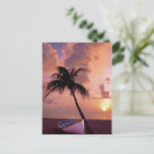 Hawaii Island Travel Beach Sunset Palm Tree Boat Briefkaart (Staand voorkant)