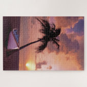 Hawaii Island Travel Beach Sunset Palm Tree Boat Legpuzzel (Horizontaal)