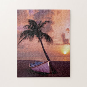 Hawaii Island Travel Beach Sunset Palm Tree Boat Legpuzzel