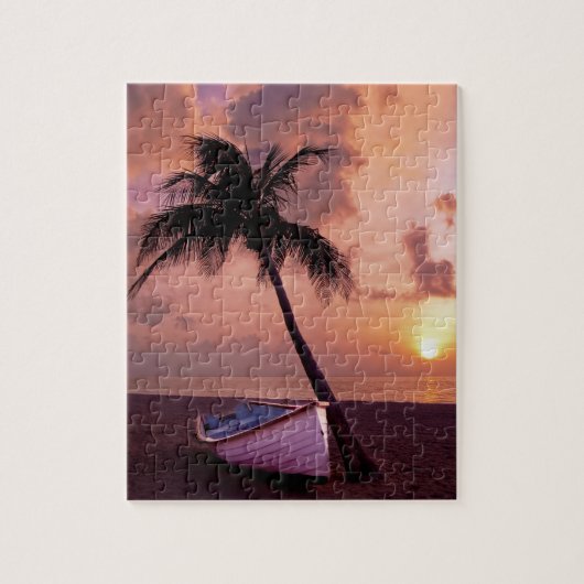 Hawaii Island Travel Beach Sunset Palm Tree Boat Legpuzzel (Verticaal)