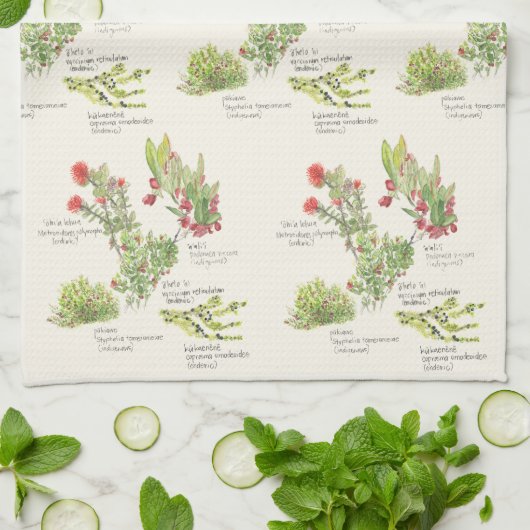 Hawai'i Island Volcano Native Planten Keukenhanddo Theedoek (Gevouwen)