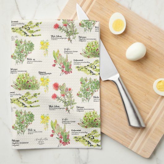 Hawai'i Island Volcano Native Plants Kitchen Towel Theedoek (Quarter Fold)
