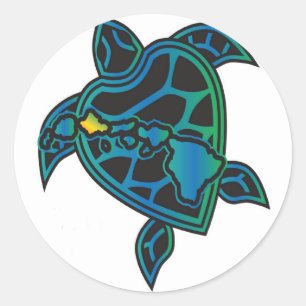 Hawaii Islands Turtle Ronde Sticker