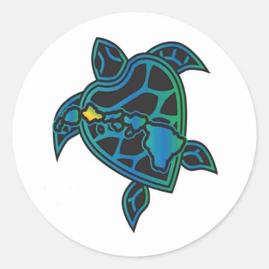 Hawaii Islands Turtle Ronde Sticker (Voorkant)