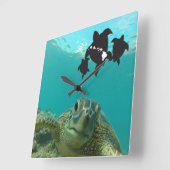 Hawaii Islands Turtles Vierkante Klok (Hoek)