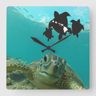 Hawaii Islands Turtles Vierkante Klok