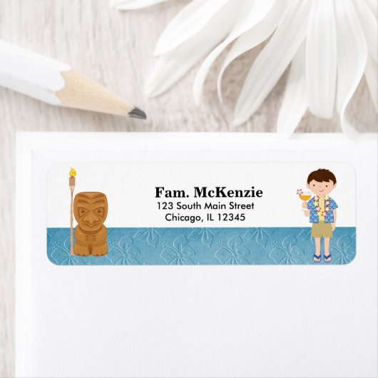 Hawaii-jarig jongetje etiket (Insitu)