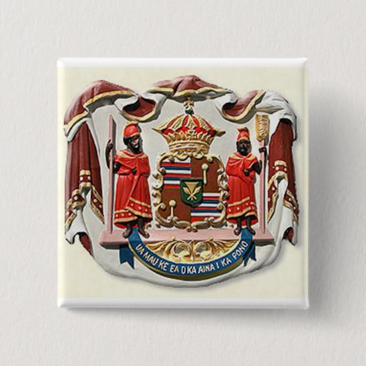 Hawaii jas wapenzegel vierkante button 5,1 cm (Voorkant)