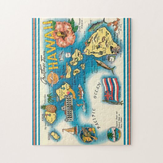 Hawaii Kaart 11x14 Puzzel Legpuzzel (Verticaal)