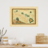 Hawaii Kaart, maten 2 Poster (Keuken)