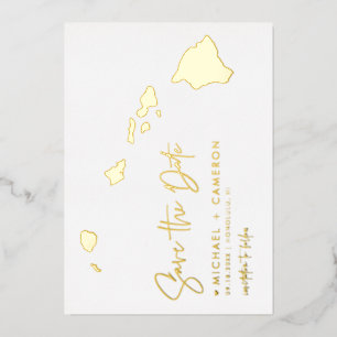 Hawaii Kaart Minimalistisch Schrift Foto Bewaar De