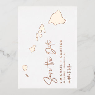 Hawaii Kaart Minimalistische Save The Date Rose Go