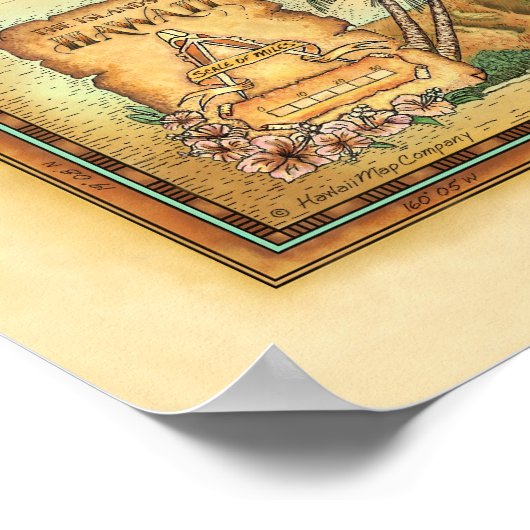 "Hawaii-kaart" Poster (Hoek)