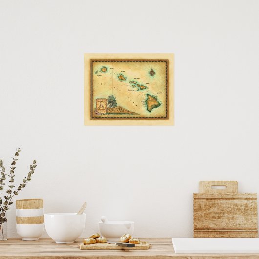 "Hawaii-kaart" Poster (Keuken)
