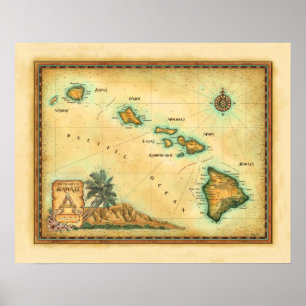 "Hawaii-kaart" Poster