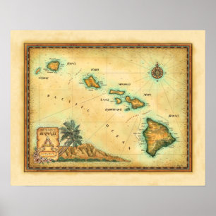"Hawaii-kaart" Poster