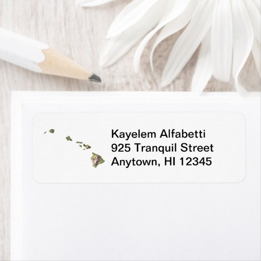Hawaii kaart retour adres label (Insitu)