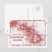  Hawaii-kaart, rood Briefkaart (Voorkant / Achterkant)