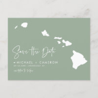 Hawaii Kaart Sage Green Save the Date