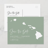 Hawaii Kaart Sage Green Save the Date (Voorkant / Achterkant)