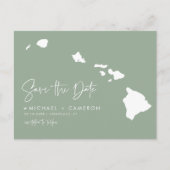 Hawaii Kaart Sage Green Save the Date (Voorkant)