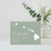 Hawaii Kaart Sage Green Save the Date (Staand voorkant)