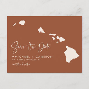 Hawaii Kaart Terracotta Save the Date