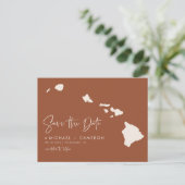 Hawaii Kaart Terracotta Save the Date (Staand voorkant)