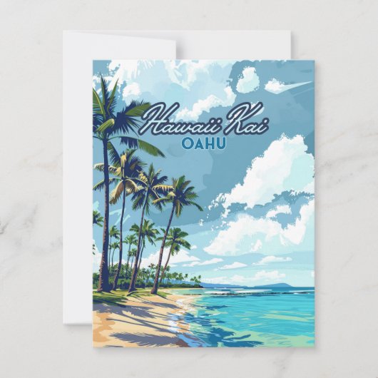 Hawaii Kai Honolulu Oahu Hawaii Retro Kaart (Voorkant)