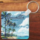 Hawaii Kai Honolulu Oahu Hawaii Retro Sleutelhanger (Achterkant)