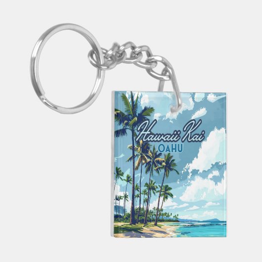 Hawaii Kai Honolulu Oahu Hawaii Retro Sleutelhanger (Voorkant Links)