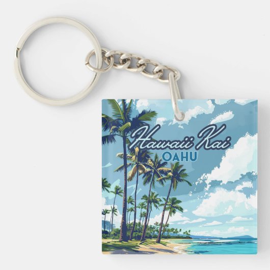 Hawaii Kai Honolulu Oahu Hawaii Retro Sleutelhanger (Voorkant)