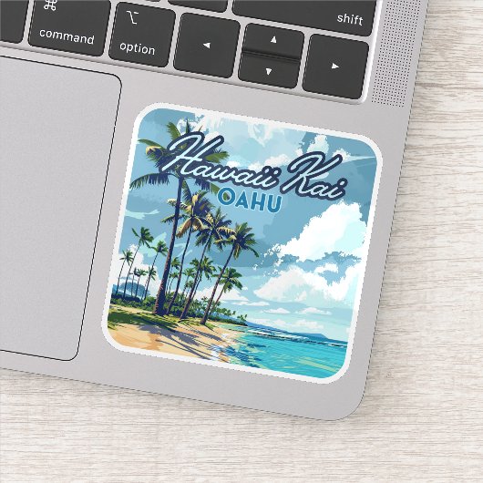 Hawaii Kai Honolulu Oahu Hawaii Retro Sticker (Detail)