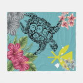 Hawaii Kanaka Schildpad Hibiscus Plumeria Tropisch Fleece Deken (Voorkant (Horizontaal))