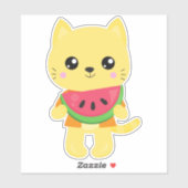 Hawaii Kat, Cute Kat, Gele Kat, Watermeloen, Luau Sticker (Vel)