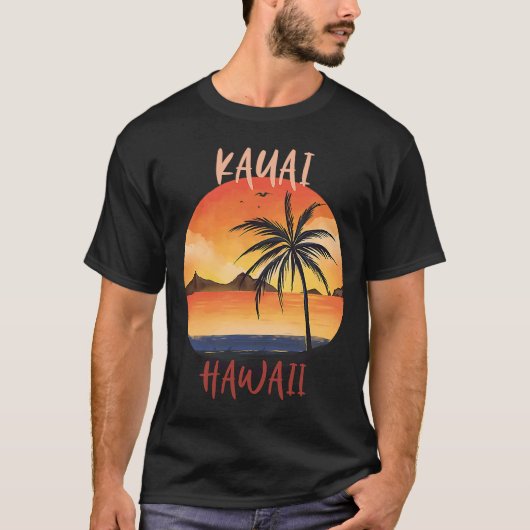 Hawaii Kauai Family Vacation Palm Tree Ocean Sun T-shirt (Voorkant)