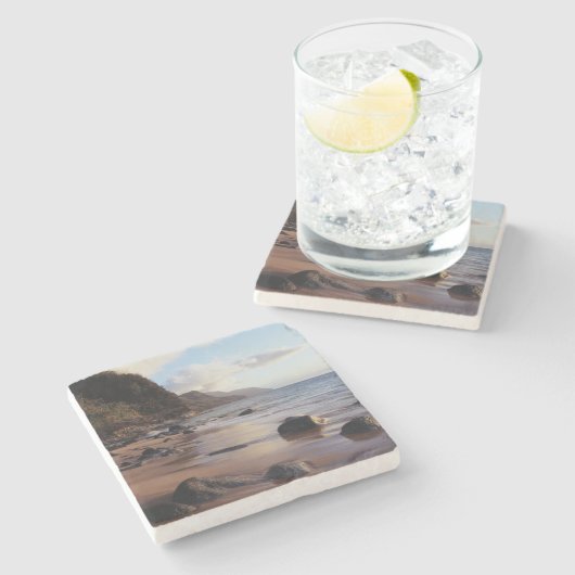 Hawaii, Kauai, Haena State Park 2 Stenen Onderzetter (Zijkant)